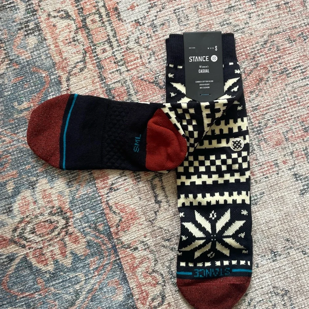 Stance Unisex Black & Cream Fair Isle Casual Socks - Picture 2 of 5